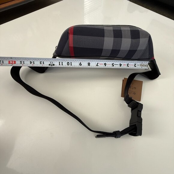 Burberry Navy Grey IP Check Canvas Leather MD Sonny Belt Bag - Picture 15 of 16